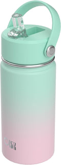 OISIZ Kids Water Bottle with Straw Lid 14oz, Vacuum Insulated 316 Stainless Steel Water Bottles for Kids for School, Leakproof Water Bottle, BPA Free and Keep Cold for 24 Hours