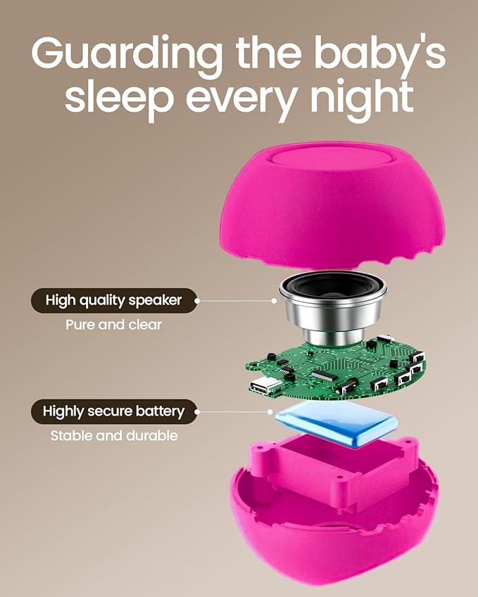 CHICWAY 2026 Mom's Choice Awards, Portable Sound Machine for Baby Adult, AI Cry Detection, 18 Soothing Sound, Bluetooth Rechargeable White Noise Machine for Home Travel, Nursery Light, Barbie Pink