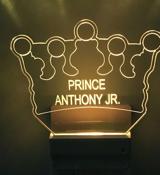 Night Light Multi Color Personalized LED Plug-in, Ultra-Slim Touch Night Light Smart Dusk to Dawn Sensor, Kids Children's Bedroom Kitchen Bathroom Hallway Play Room Variations (Prince Crown)