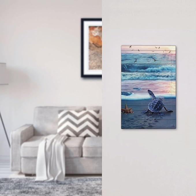 1-Gang No Device Decorative Blank Receptacle Wall Plate Beach Wave Sea Ocean Turquoise Teal Blue Turtle Seashell Coastal Light Switch Jumbo Size Electrical Face Plate Cover for Unused Outlets/Switches