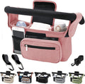 Baby Stroller Organizer, Universal Stroller Organizer with Detachable Phone Bag, Stroller Caddy with 2 Insulated Cup Holders, Buggy Organizer Bag with 2 Hooks Fits Most Strollers (Pink)