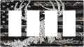 American Flag Forest Antler Deer Elk 4 Gang Quad Rocker Light Switch Cover Plate Decorative Electric Faceplate Switchplate Living Room Bedroom Decorate Jumbo Screwless