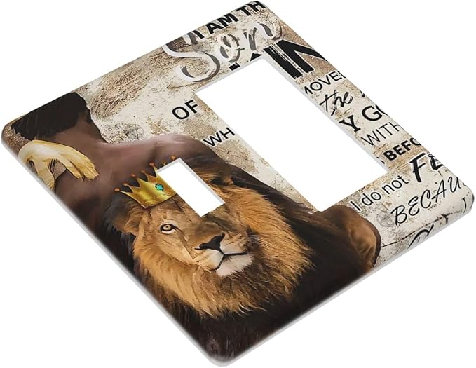 African Afro Teen Adult Man Quote Male Lion King Wild Animal Wildlife 2-Gang 1-Toggle 1-Decora/GFCI Device Combination Wallplate Combo Decorator/Toggle Receptacle Outlet Light Switch Cover Face Plate
