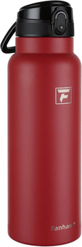 Fanhaw 40 Oz Insulated Stainless Steel Water Bottle with Chug Lid – Wide Mouth, Leak-Proof, BPA-Free – Ideal for Kids, Adults, Sports, Gym, and Outdoor Use (Red)