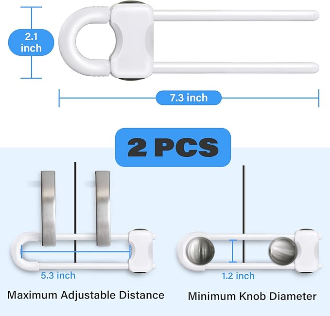 Baby Proofing Cabinets,Cabinet Locks for Babies,U-Shaped Child Locks for Cabinets, Child Proof Cabinet Latches,Child Safety Cabinet Locks with Adjustable by SPISPI (Pack of 2)