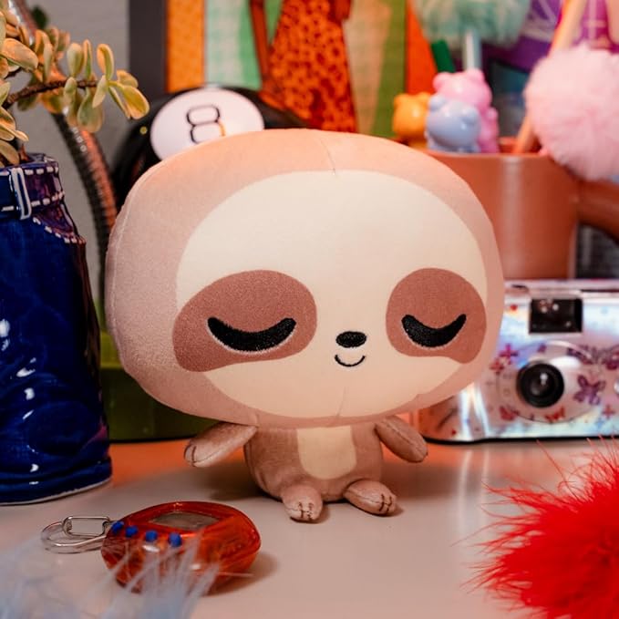 TeeTurtle Cloudheads Comet the Sloth Plush - 5-Inch Stuffed Animal with Embroidered Details - Soft Cuddly Plush Toys for Kids, Teens, and Adults