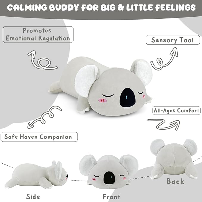 TOYSYM Weighted Stuffed Animals Koala, Koala Plush with Weighted Beads, Cute Plushie Pillow Gifts for Adults Kids Boys Girls 13.8 Inch