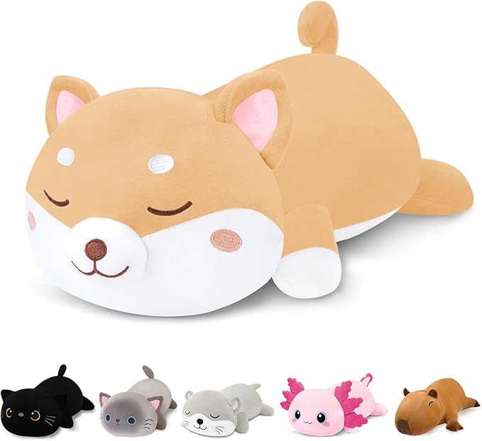 Finebee Weighted Shiba Inu Stuffed Animals, Cute Weighted Dog Plush, Soft Stuffed Weighted Shiba Inu Plushie Gifts for Kids & Adults(9.8" 0.8Lbs)