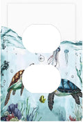 Sea Turtles Sea Coral Seaweed Ocean Jellyfish Outlet Covers 1 Gang Duplex Light Switch Cover Decorative Switch Plates Electrical Receptacle Faceplate Wall Plate for Kids Room Bathroom Decor