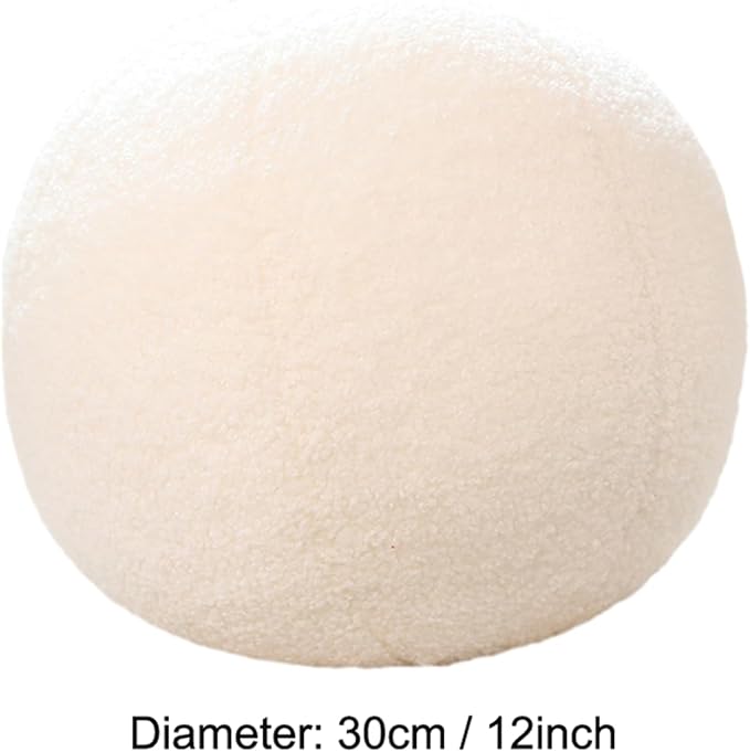 12 Inch Round Hugging Pillow Plush Toy Soft Plushies Throw Pillows Kids' First Ball Plush Toys for Home Decor Or Gift for Kids and Lovers (White)