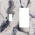 Abstract Marble Textured Modern Luxury Print Outlet Covers 1 Toggle 1 Rocker Combination Decorative Wall Plate Electrical Switch Plates Light Switch Cover Plate for Bathroom Kitchen Decor