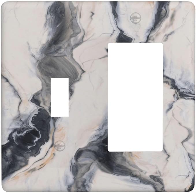Abstract Marble Textured Modern Luxury Print Outlet Covers 1 Toggle 1 Rocker Combination Decorative Wall Plate Electrical Switch Plates Light Switch Cover Plate for Bathroom Kitchen Decor