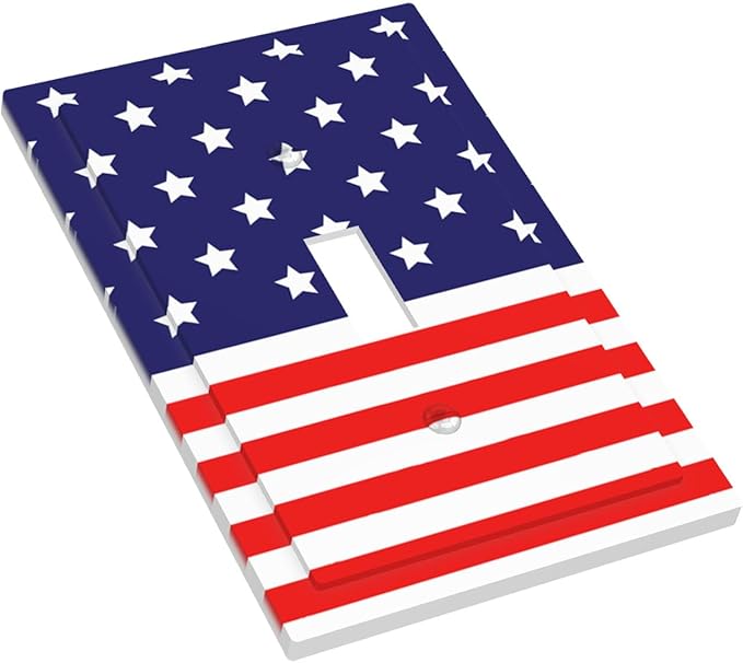 American Flag 1-Gang Toggle Light Switch Plate, Patriotic Stars & Stripes 4th of July USA Pride Decorative Wall Plate for Holiday Decor