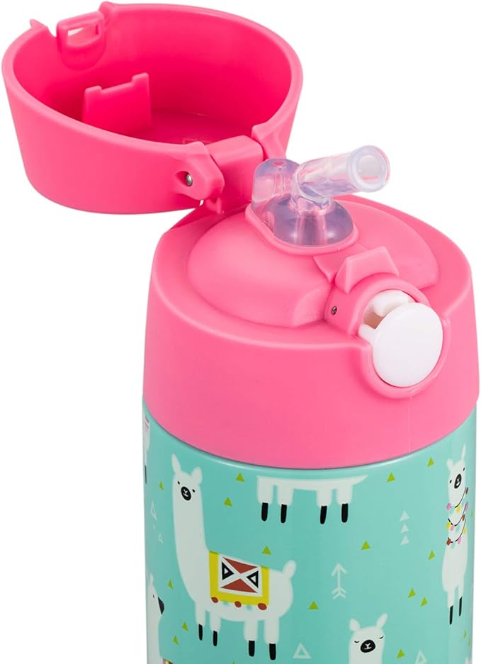 Snug Insulated Kids Water Bottle with Straw & Spout – Double-Wall Stainless Steel, Leakproof, Easy-Flip Lid – For School, Travel, Toddlers & Big Kids - Llamas, 17oz