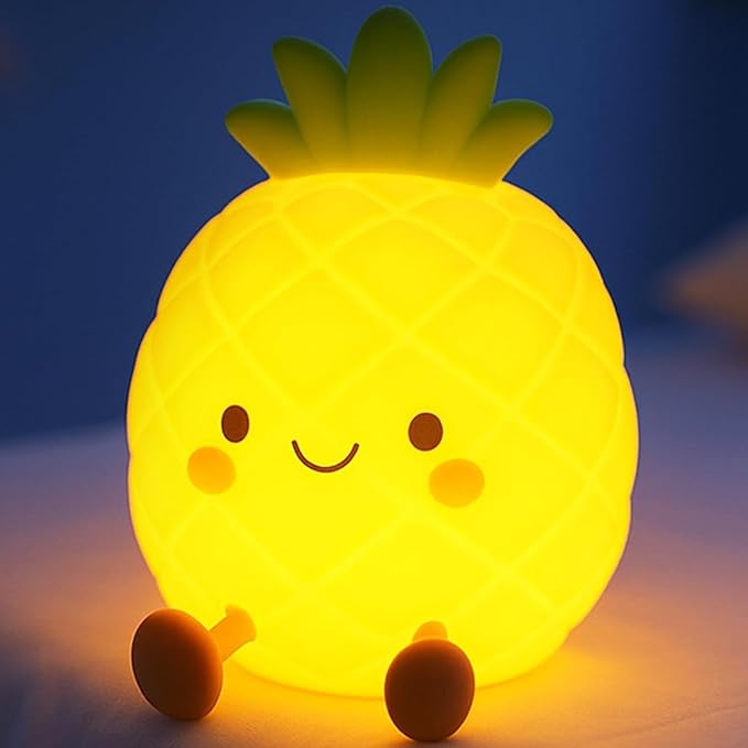 Pineapple Night Light for Kids, Nursery Night Light, Bedside Touch Lamp, Cute Silicone Nightlight for Baby Toddler, 3 Level Dimmable, Christmas Gift for Baby,Adults,Toddler Girl Room Decor