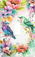 Bird Floral Flower Light Switch Cover Plates Decorative Single Toggle Wall Plate, 1 Gang Lightswitch Cover