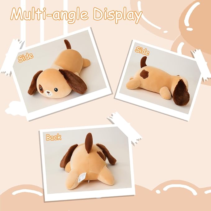 SQEQE Weighted Dog Plush, Weighted Dog Stuffed Animal, Cute Larbrador Plushies Soft Pillow Toy Gift for Kids Adults Brown 13.8 Inch, 1.6 Lbs