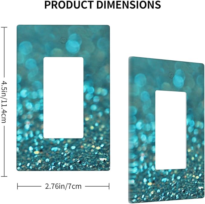 Teal Turquoise Shiny Printed 1-Gang Rocker Wall Plate, Modern Decorative Switch Plate for Bathroom, Kitchen, Vanity & Bedroom