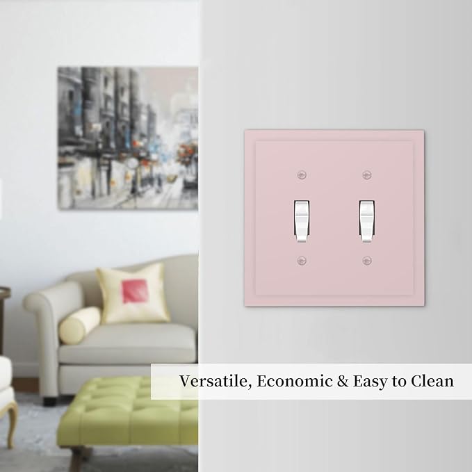 Cute Rose Pink Decorative 2 Gang Toggle Outlet Light Switch Cover Romantic Girl Girly Double Device Wall Plate Electrical Faceplate Dual Device Switchplate