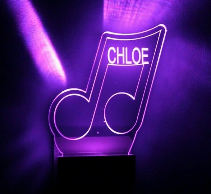 Night Light Multi Color Personalized LED Plug-in, Ultra-Slim Touch Night Light Smart Dusk to Dawn Sensor, Kids Children's Bedroom Kitchen Bathroom Hallway Play Room Variations (Music Notes)