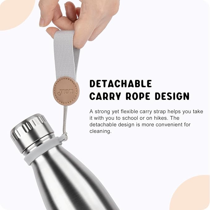 Small Water Bottle-12 oz Stainless Steel Vacuum Insulated Water Bottle for Back to School-Reusable Metal Water Bottle for Kids, BPA Free (Silver)
