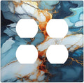 Personalized Light Switch Cover Plate Golden Abstract Luxury Marble 2 Gang Decorative Switch Plate Double Duplex Wall Plates Switch Plates and Outlet Covers for Livingroom Bathroom Decor
