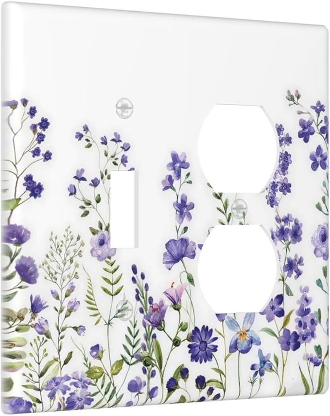 Lavender Wildflowers Purple Flowers Plant Floral Wallplates 1 Toggle 1 Duplex Switch Plate Electrical GFCI Faceplate Decorative Light Switch Covers for Bedroom Living Room Decor