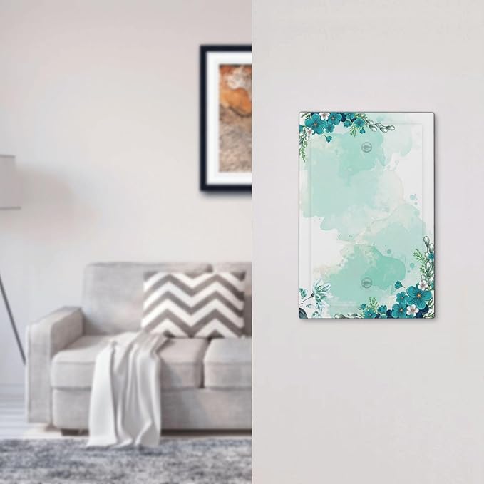 Light Switch Cover Plate Blue Green Flowers Light Green Watercolor Patterns 1 Gang No Device Blank Electrical Wall Plates Faceplate Decorative Switch Plate for Bedroom Home Decor