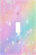 Decorative Light Switch Plate Covers Rainbow Shiny Gradient Colors 1 Gang Wall Plate Single Toggle Switch Cover Plate Jumbo Electrical Switchplate Receptacle for Kids Room Nursery Decor