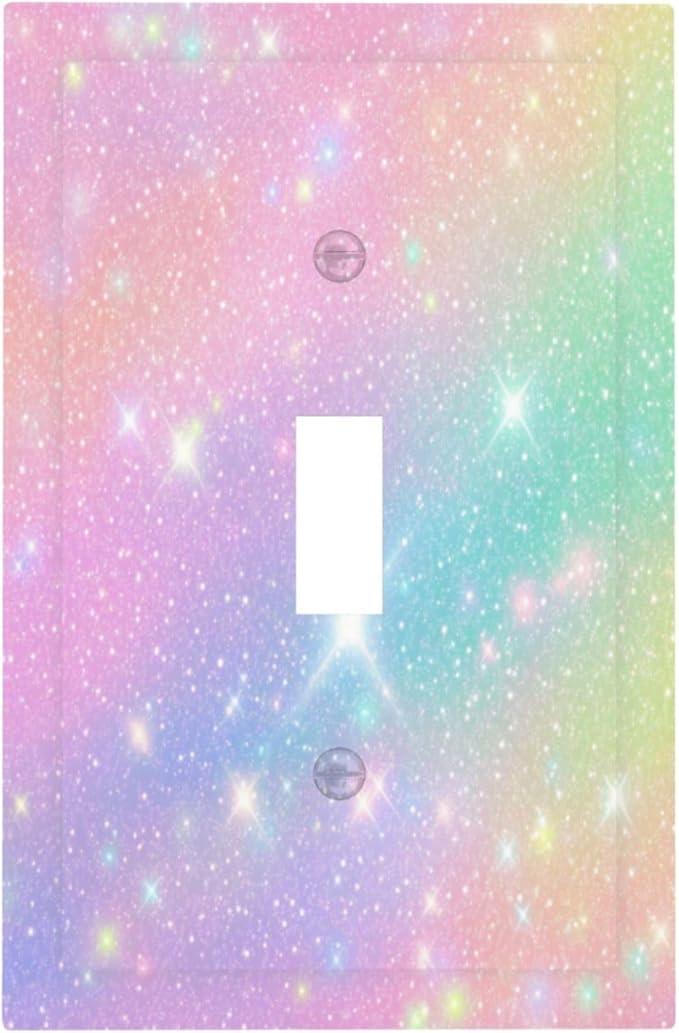 Decorative Light Switch Plate Covers Rainbow Shiny Gradient Colors 1 Gang Wall Plate Single Toggle Switch Cover Plate Jumbo Electrical Switchplate Receptacle for Kids Room Nursery Decor