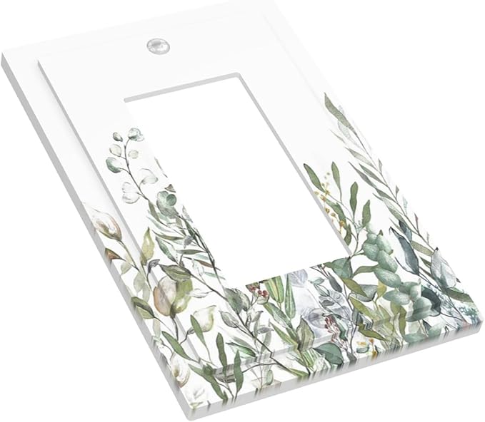 Wildflower Garden Rustic Green Leaf Floral Decorative Outlet Covers 1 Gang Single Rocker Light Switch Cover Plate Wall Plates GFCI Faceplate for Bed Room Living Room Decor