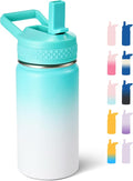 Fijinhom 12 oz Kids Water Bottle, Toddler Water Bottle with Straw, Boys&Girls Bottle for School, 304 Stainless Steel Vacuum Insulated Bottle for Kids, BPA-Free, Leak-Proof, Sea Salt