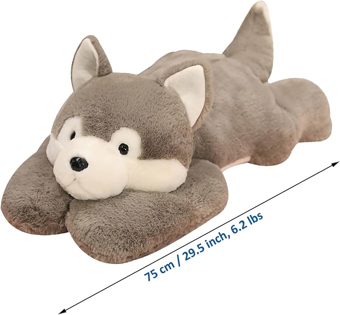 Doireum Weighted Stuffed Animals, 6.2 lbs Weighted Husky Stuffed Animal Plush Toy Cute Huskies Plush Animals Throw Pillow Gifts for Boys Girls, 29.5 inch