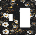 White Black Daisy Wildflower Modern Chrysanthemum Outlet Covers 1 Toggle 1 Rocker Combination Decorative Wall Plate Electrical Switch Plates Light Switch Cover Plate for Bedroom Farmhouse Decor