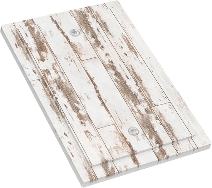 White Grey Wood 1 Gang Light Switch Cover No Decive Blank Wall Plate Decorative for Teen Kids Boys Bathroom Home Bedroom Art Panel Decorate 5" x 3