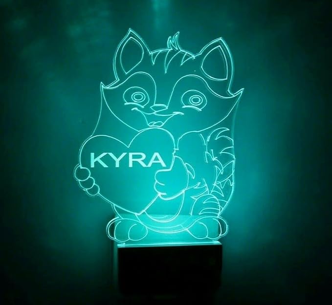 MIRROR MANIA Night Light Multi Color Personalized LED Plug-in, Ultra-Slim Touch Night Light Smart Dusk to Dawn Sensor, Kids Children's Bedroom Kitchen Bathroom Hallway Play Room Variations (Cat)