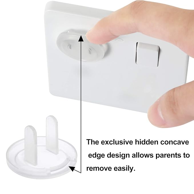PandaEar Outlet Plug Covers(52 Pack) Clear Child Proof Electrical Protector Safety Caps with Adult Easy Release Concave Design