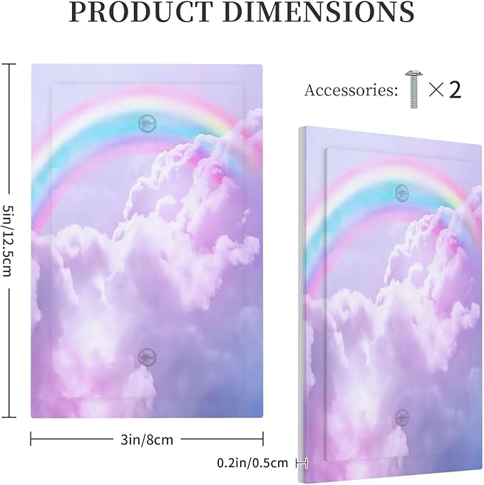 Light Switch Cover Rainbow Sky with Clouds Wall Plate Cover 1 Gang Blank No Device Decorative Outlet Covers Electrical Switchplate for Bathroom Home Decor