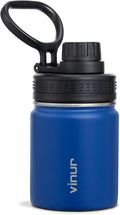 Vinur Kids Water Bottle 8 oz-Small Insulated Water Bottle for Lunchbox & Backpacks-Stainless Steel Vacuum Leak Proof Travel Flask for Girls, Boys, Navy