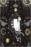 White Cat Tarot Moon Phases Moth Celestial Gothic Decorative Light Switch Cover 1 Gang Single Toggle Device Electrical Faceplate Switchplates Decorator Outlet Wall Plate for Kids Room Bedroom Decor