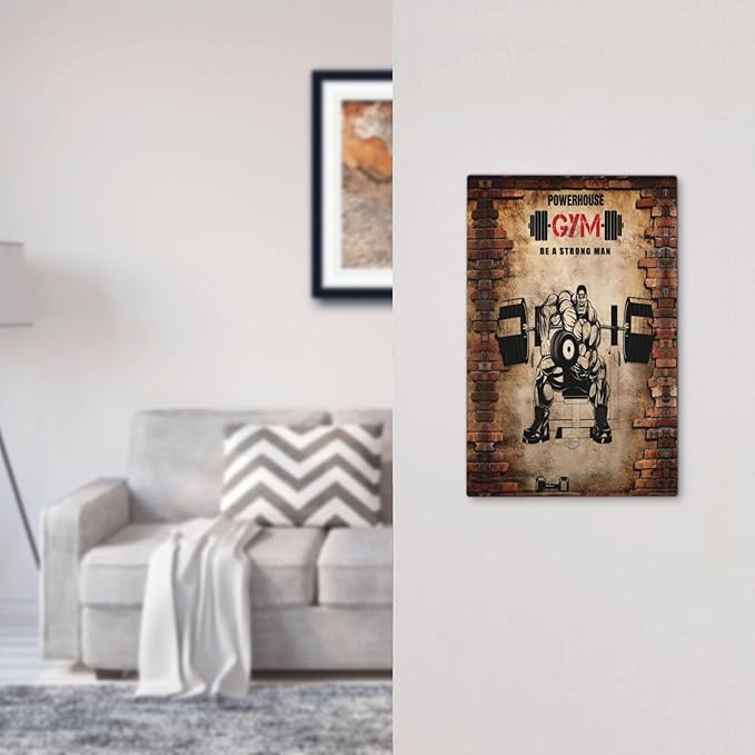 Vintage Gym Retro Brick Dumbbell Muscular Man Single Blank Wall Plates Decorative No Device Faceplate Light Switch Cover Art Panel Dimmer for Bedroom Gyms Bathroom Decor