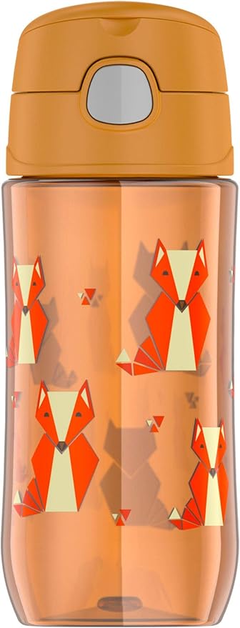 THERMOS FUNTAINER 16 Ounce Stainless Steel Vacuum Insulated Bottle with Wide Spout Lid, Fox Friends