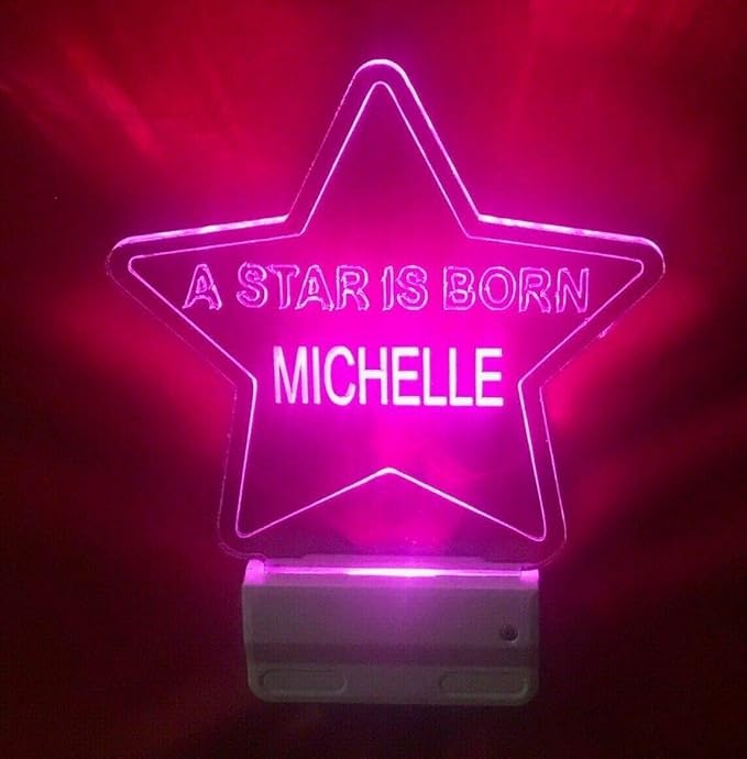 Night Light Multi Color Personalized LED Plug-in, Ultra-Slim Touch Night Light Smart Dusk to Dawn Sensor, Kids Children's Bedroom Kitchen Bathroom Hallway Play Room Variations (Star)