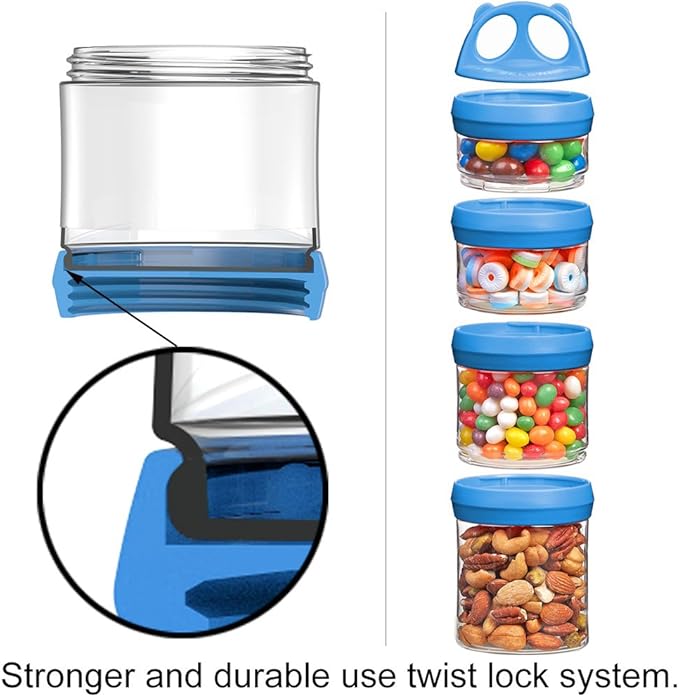 BeneLabel Stackable Food Storage Containers with Twist Lock System - BPA-Free Tritan Containers for Travel, Formula, Protein Powder, Snacks - Leakproof & Dishwasher Safe - 31 oz (Blue)