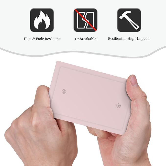 Light Pink Decorative 1 Gang No Device Blank Wall Plate, Cute Trendy Elegant Pink Blank Light Switch Cover Switchplate Electric Unused Outlet Faceplate Covers