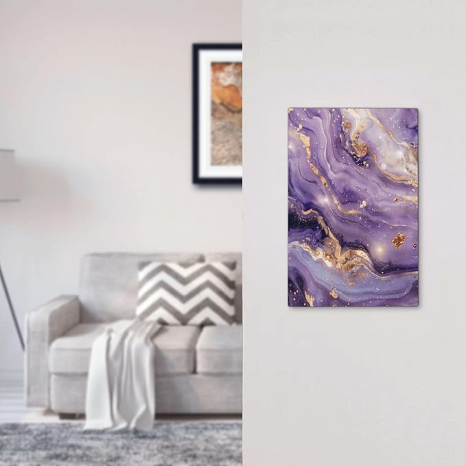 Abstract Purple Gold Marble Texure Luxurious Light Switch Cover Plate 1 Gang No Device Blank Electrical Wall Plates Faceplate Decorative Switch Plate Covers for Bathroom Living Room Decor