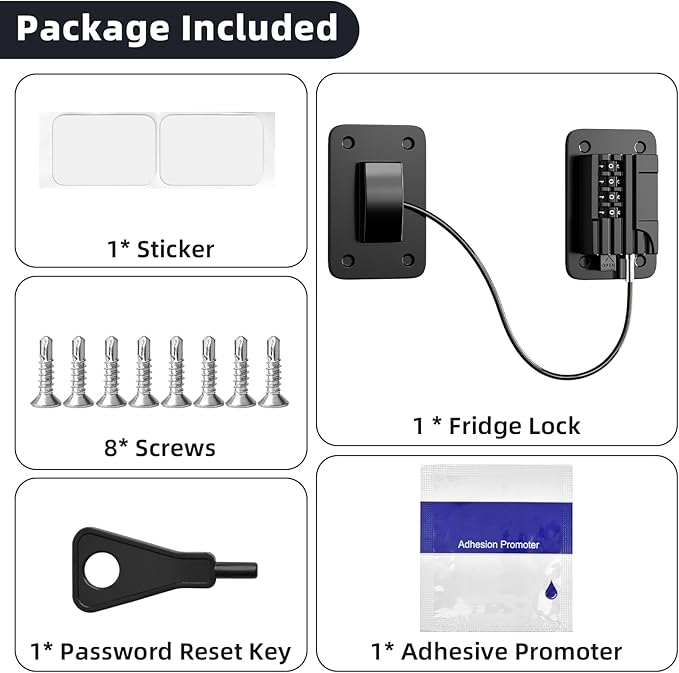 Fridge Lock for Kids, Password Refrigerator Lock, No-Tool Easy Installation, Child Safety Lock for Refrigerator & Dishwasher