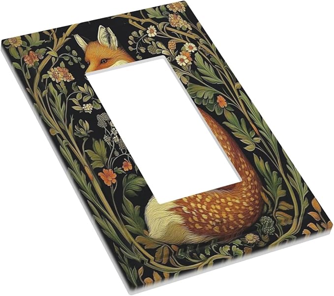 Fox Morris Plants Flowers Vine Colorful Floral Decorative Outlet Covers 1 Gang Single Rocker Light Switch Cover Plate Wall Plates Gfci Faceplate For Bed Room Living Room Decor