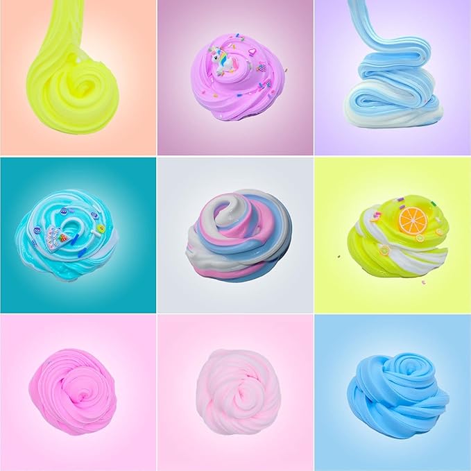 Butter Slime Kit with Multiple Colors, 42 Packed Slimes with 24 Decorative Toppings, Sprinkles, Craft Toy, Party Favors for Kids, Gift for Girl and Boys 6 7 8 9 10 11 12