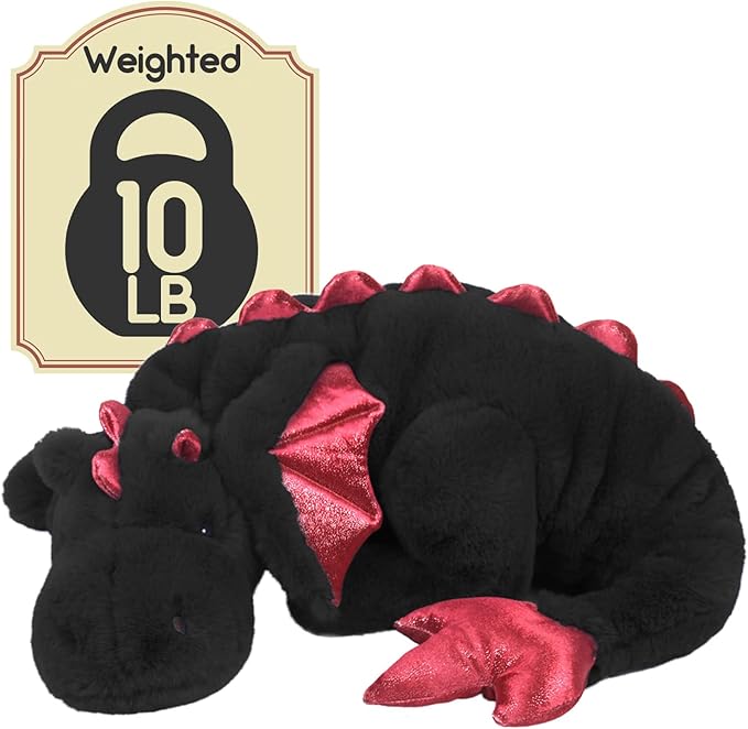 ARELUX Giant Weighted Winged Dragon Plush Toy - 50" 10lbs Soft Stuffed Animal for Comfort, Pterosaur Plushie Fuzzy Dinosaur Pillow Plushies Cuddly Removable and Washable Black